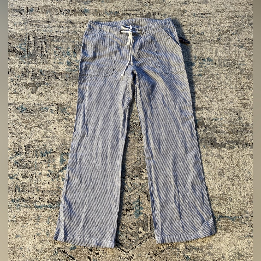 INC wide leg linen drawstring striped pants